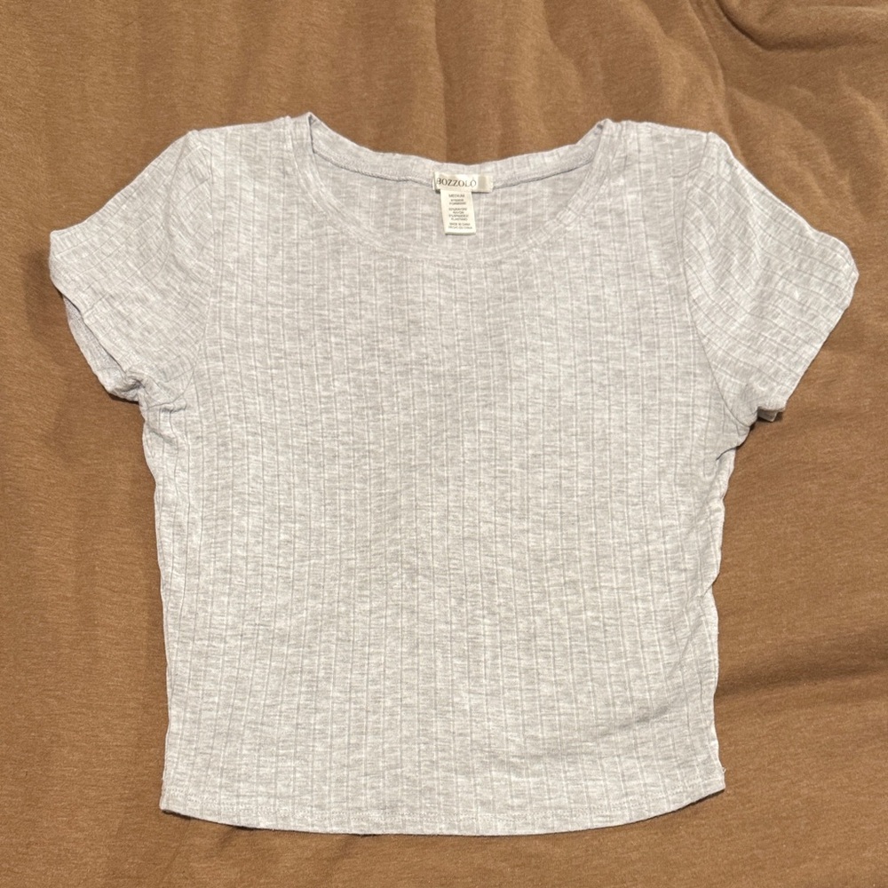 Bozzolo Heather Gray Ribbed Top
